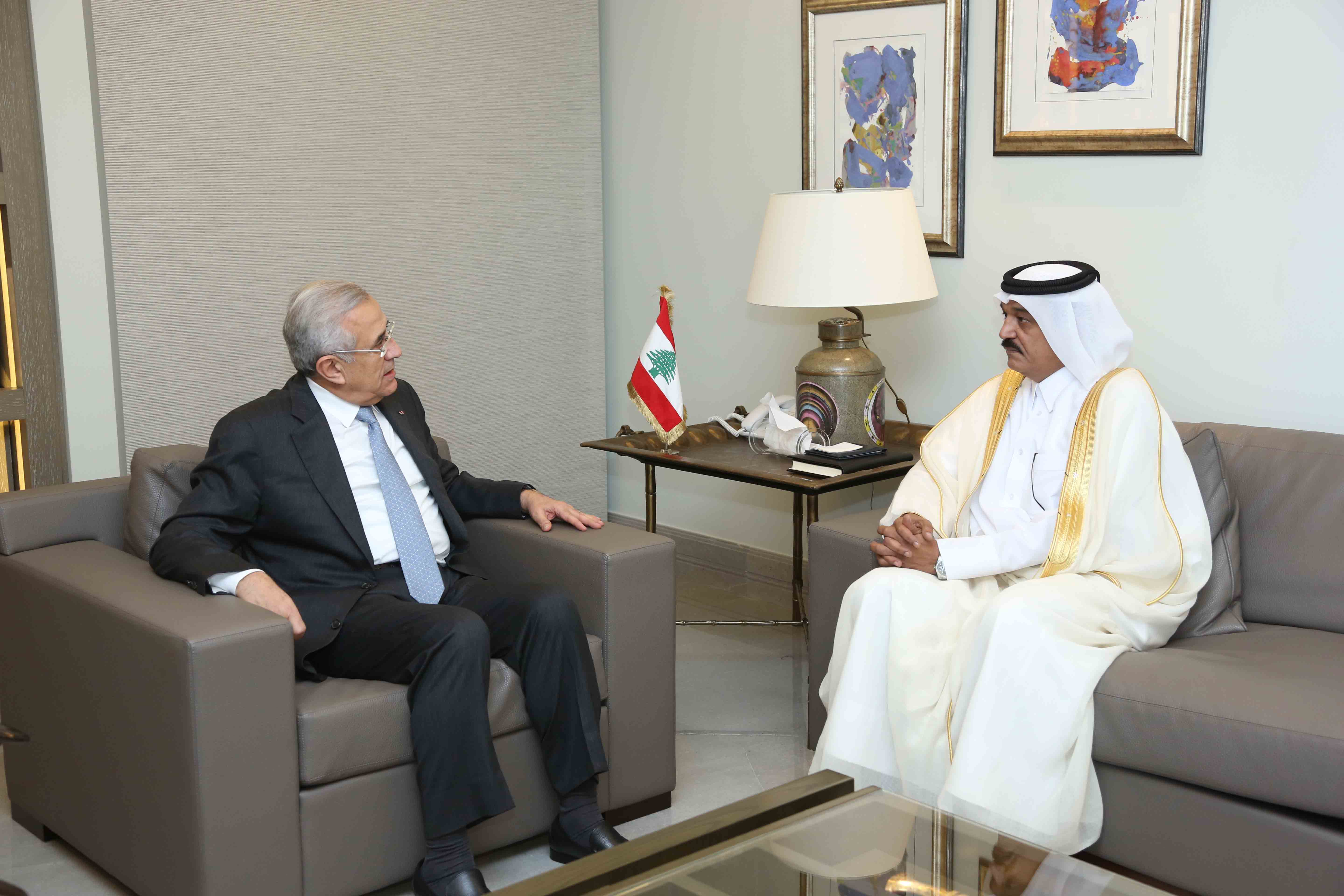 Former President Michel Sleiman Meets Qatar Ambassador